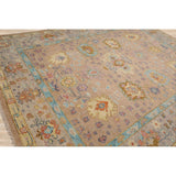 Hand Knotted Peach,Aqua Oushak Wool Transitional Oriental Area Rug - 9' x 11' 11''