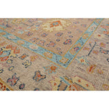 Hand Knotted Peach,Aqua Oushak Wool Transitional Oriental Area Rug - 9' x 11' 11''