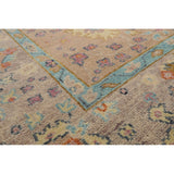 Hand Knotted Peach,Aqua Oushak Wool Transitional Oriental Area Rug - 9' x 11' 11''