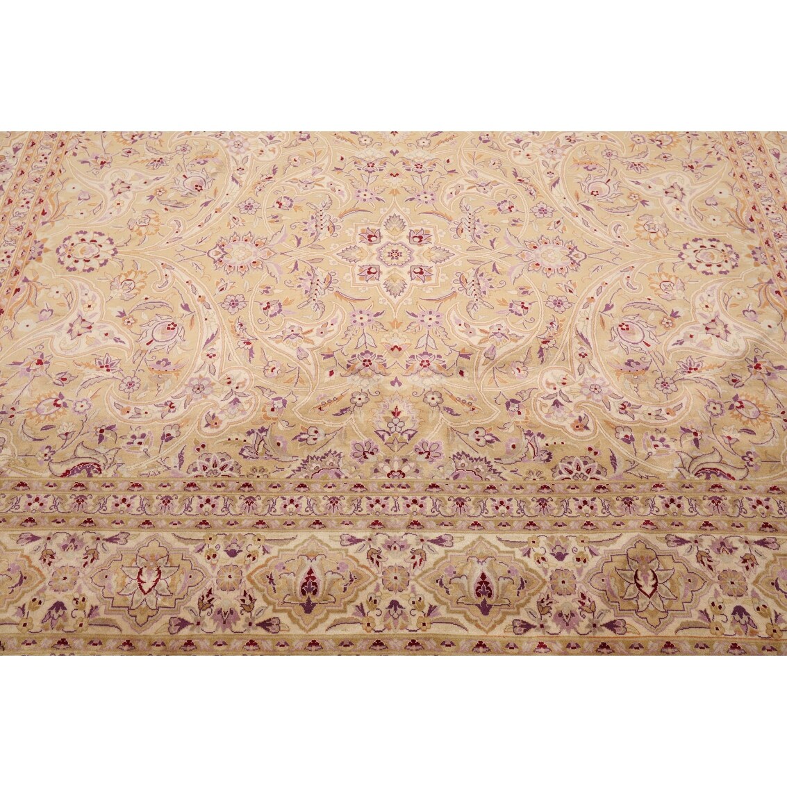 Hand Knotted Persian Tan,Ivory Persian Wool Oriental Area Rug (8x10) - 8' 1'' x 10' 3''