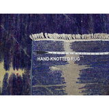 Hand Knotted Purple Modern and Contemporary with Wool & Silk Oriental Rug (8'8" x 12'1") - 8'8" x 12'1"
