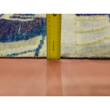 Hand Knotted Purple Modern and Contemporary with Wool & Silk Oriental Rug (8'8" x 12'1") - 8'8" x 12'1"
