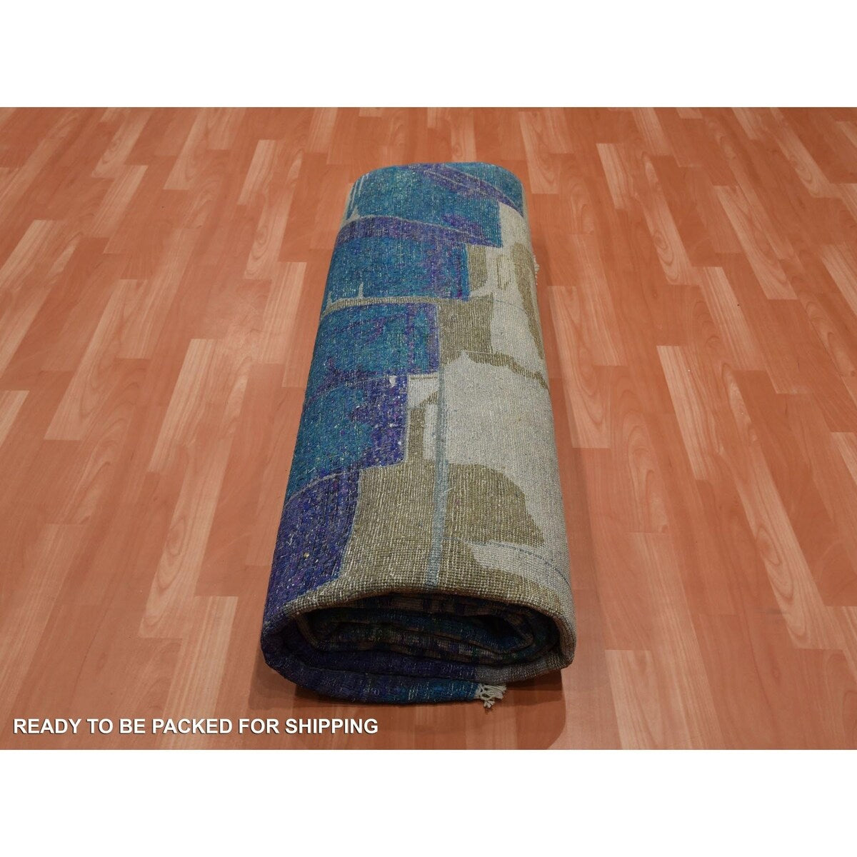 Hand Knotted Purple Modern and Contemporary with Wool & Silk Oriental Rug (8'8" x 12'1") - 8'8" x 12'1"