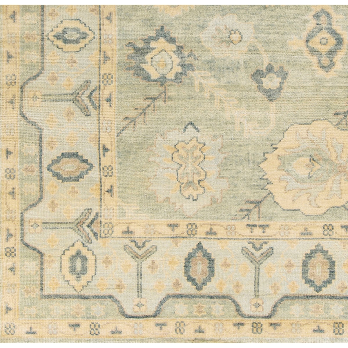 Hand-Knotted Rafael Border New Zealand Wool Area Rug - 10' x 14'