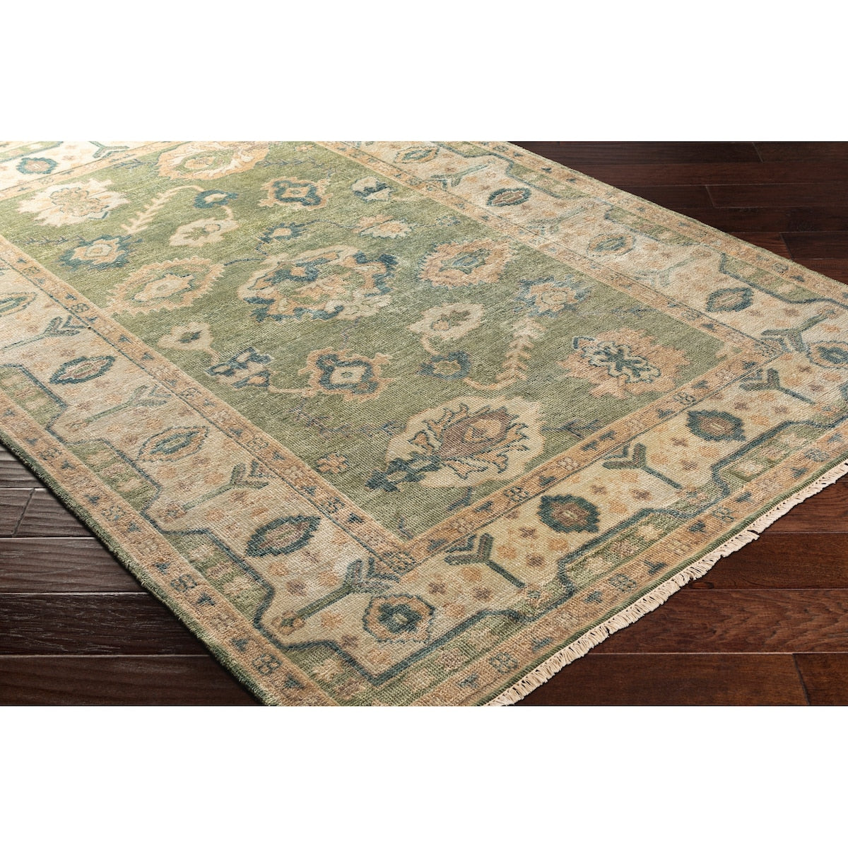 Hand-Knotted Rafael Border New Zealand Wool Area Rug - 10' x 14'