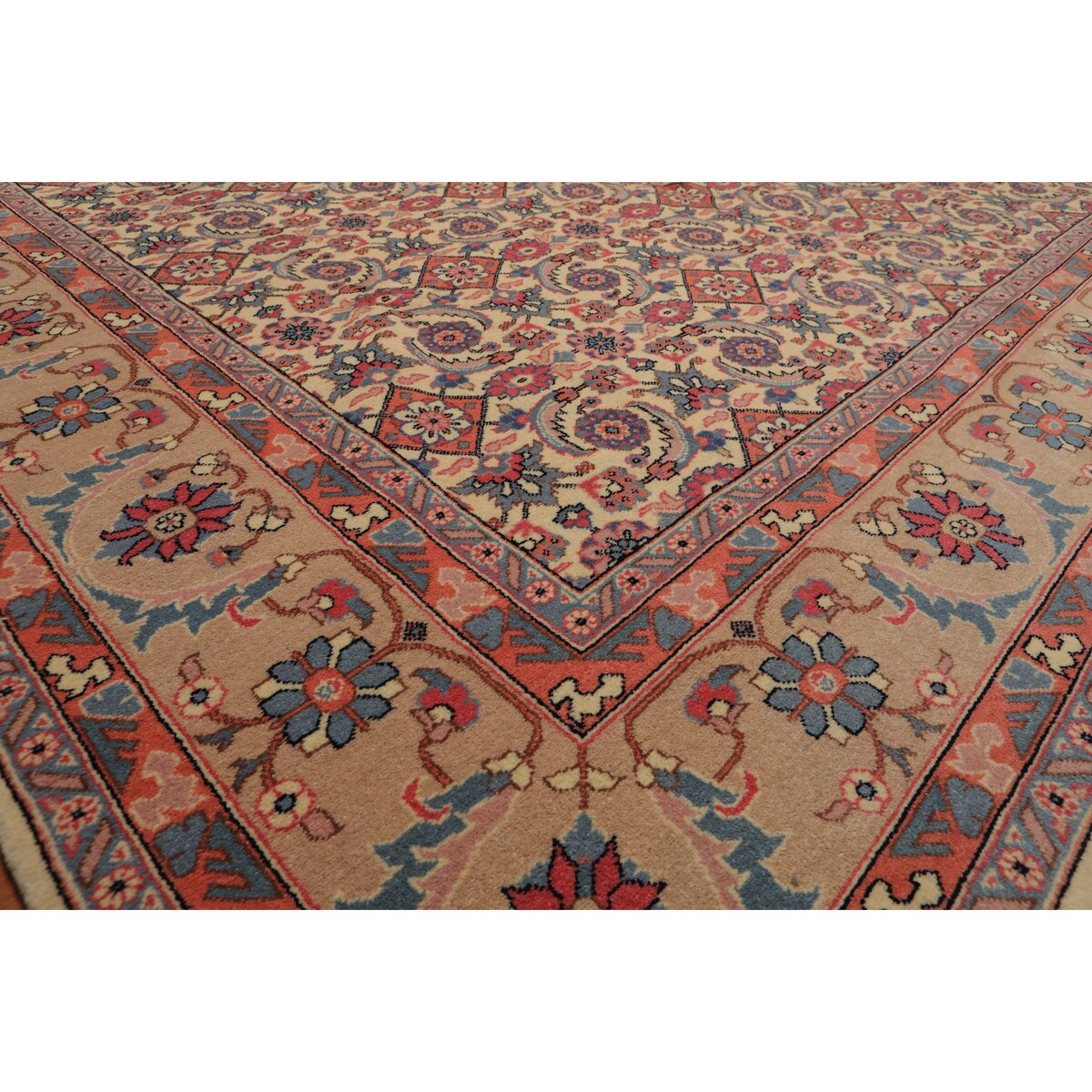 Hand-Knotted Romanian Ivory,Beige Oriental Area Rug Wool Traditional Persian Oriental Area Rug (10x14) - 10'3" x 13'11"