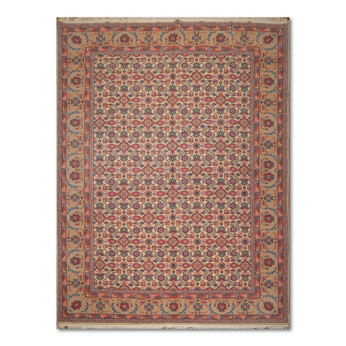 Hand-Knotted Romanian Ivory,Beige Oriental Area Rug Wool Traditional Persian Oriental Area Rug (10x14) - 10'3" x 13'11"
