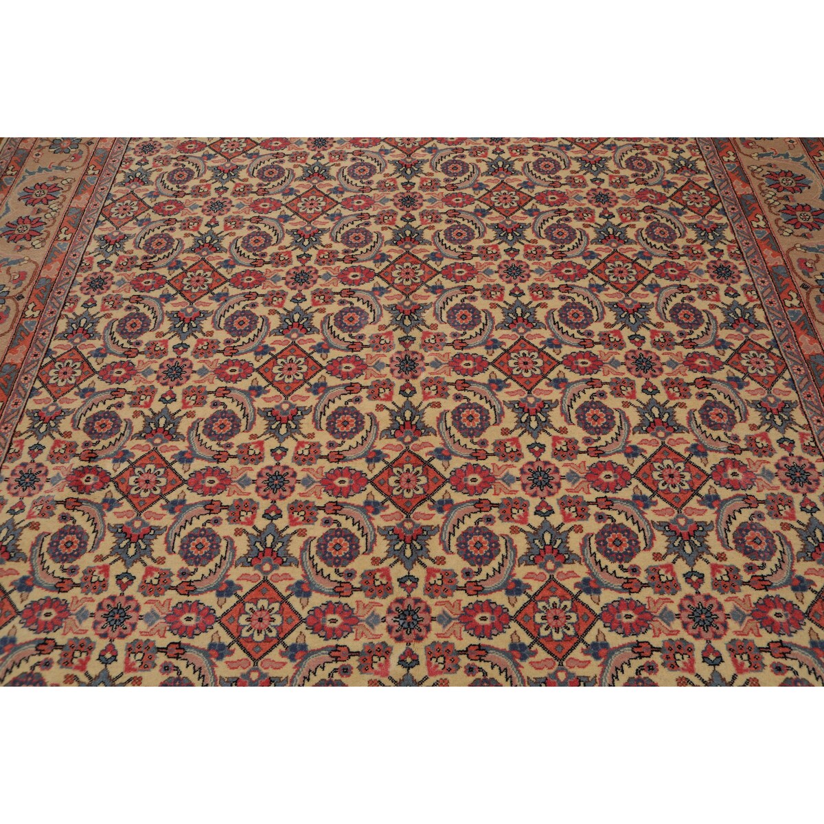 Hand-Knotted Romanian Ivory,Beige Oriental Area Rug Wool Traditional Persian Oriental Area Rug (10x14) - 10'3" x 13'11"