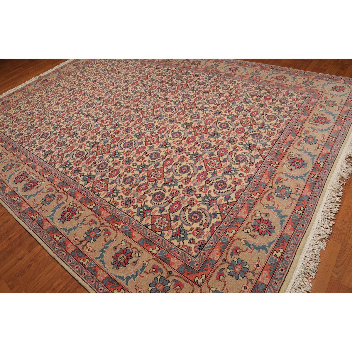 Hand-Knotted Romanian Ivory,Beige Oriental Area Rug Wool Traditional Persian Oriental Area Rug (10x14) - 10'3" x 13'11"