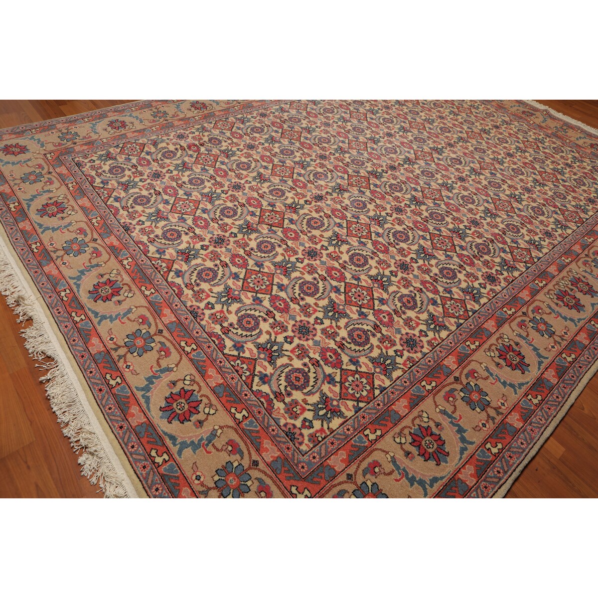 Hand-Knotted Romanian Ivory,Beige Oriental Area Rug Wool Traditional Persian Oriental Area Rug (10x14) - 10'3" x 13'11"