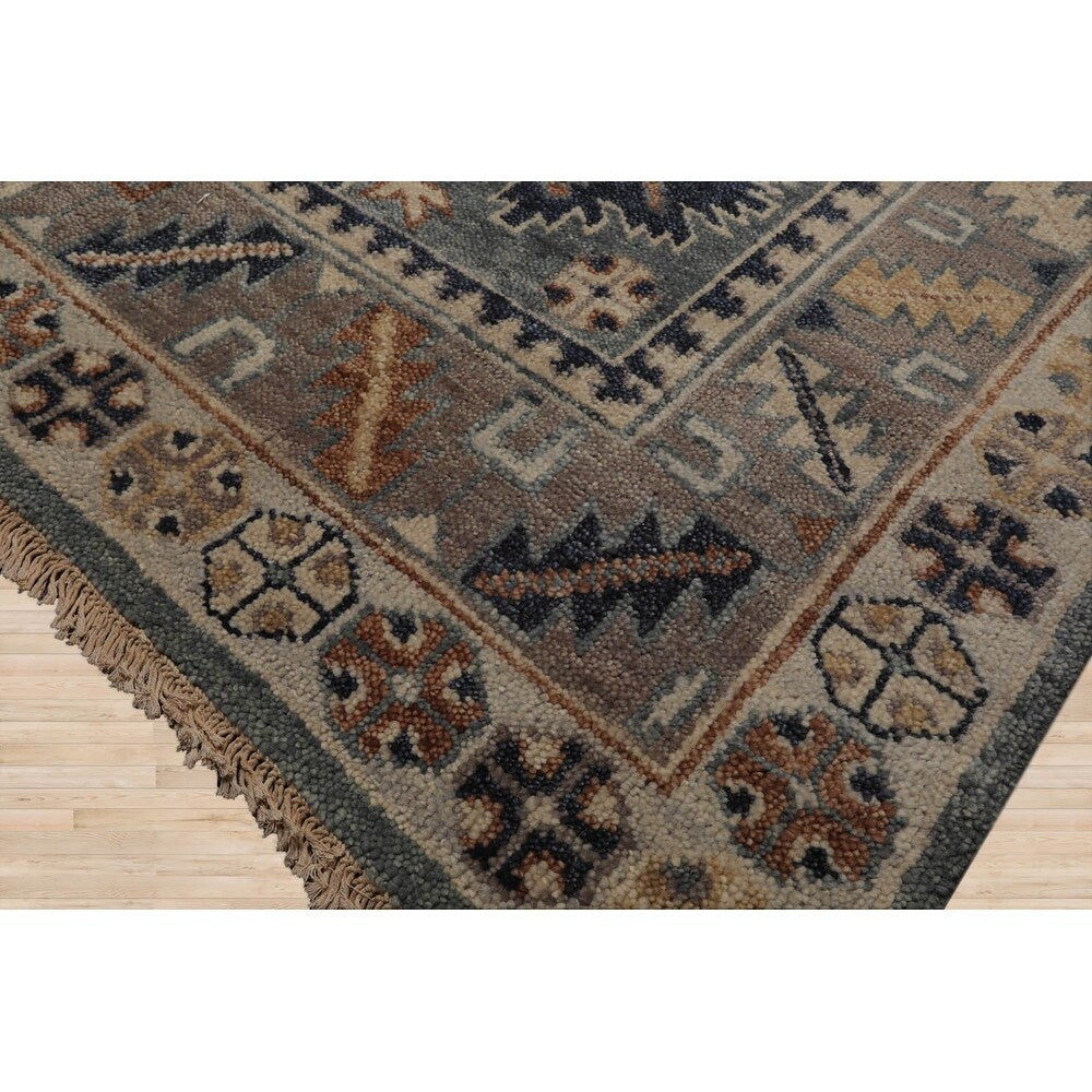 Hand Knotted Slate,Taupe Oushak Wool Arts & Crafts Oriental Area Rug - 7' 11'' x 10'