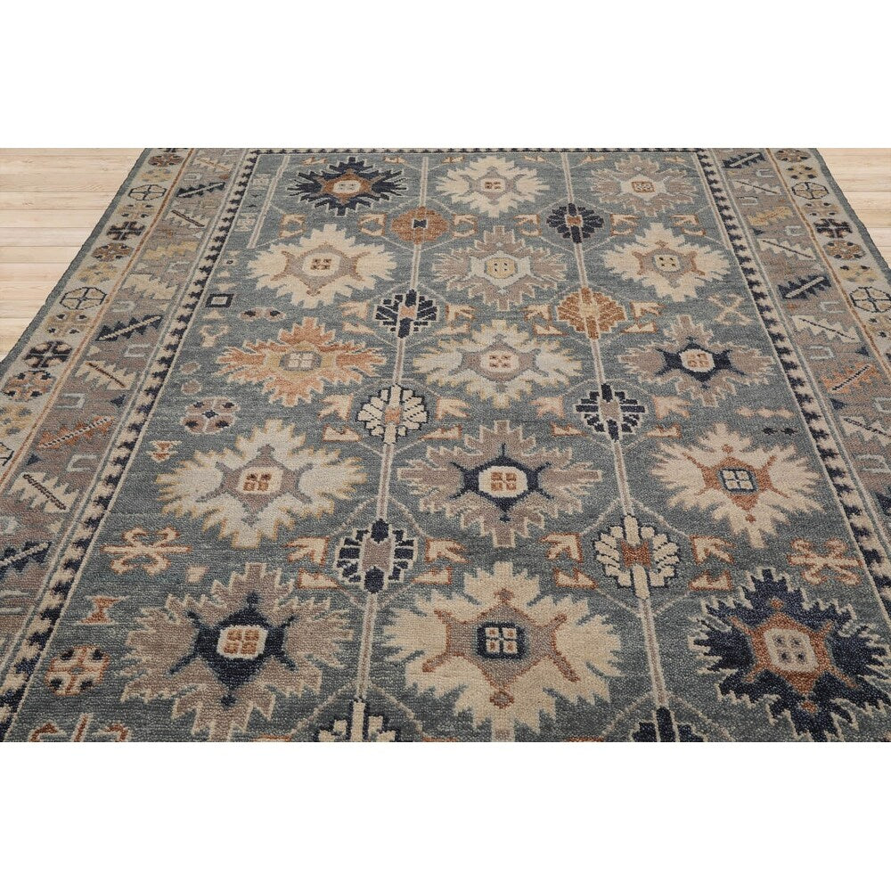 Hand Knotted Slate,Taupe Oushak Wool Arts & Crafts Oriental Area Rug - 7' 11'' x 10'