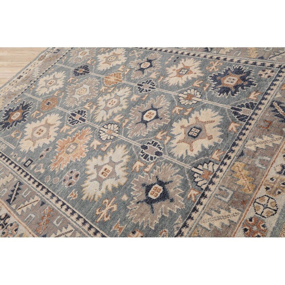 Hand Knotted Slate,Taupe Oushak Wool Arts & Crafts Oriental Area Rug - 7' 11'' x 10'