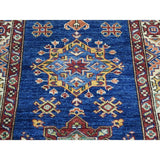 Hand-Knotted Super Kazak Blue Tribal Design Runner Rug (2'8x17'5)