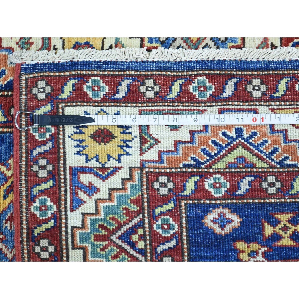 Hand-Knotted Super Kazak Blue Tribal Design Runner Rug (2'8x17'5)