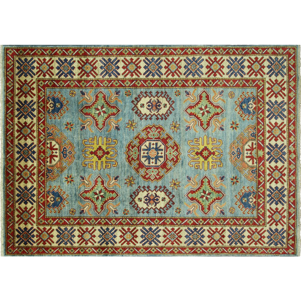Hand-knotted Super Kazak Blue Wool Area Rug (5'9 x 7'11)