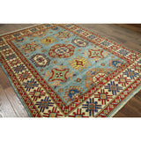 Hand-knotted Super Kazak Blue Wool Area Rug (5'9 x 7'11)