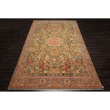 Hand Knotted Superfine 200 KPSI Pistacchio,Rose Oriental Area Rug Wool Traditional Oriental Area Rug (10x14) - 9'9" x 13'9"