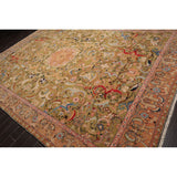 Hand Knotted Superfine 200 KPSI Pistacchio,Rose Oriental Area Rug Wool Traditional Oriental Area Rug (10x14) - 9'9" x 13'9"