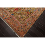 Hand Knotted Superfine 200 KPSI Pistacchio,Rose Oriental Area Rug Wool Traditional Oriental Area Rug (10x14) - 9'9" x 13'9"