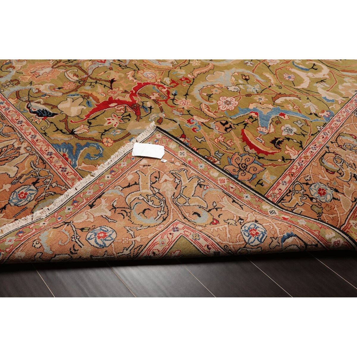 Hand Knotted Superfine 200 KPSI Pistacchio,Rose Oriental Area Rug Wool Traditional Oriental Area Rug (10x14) - 9'9" x 13'9"
