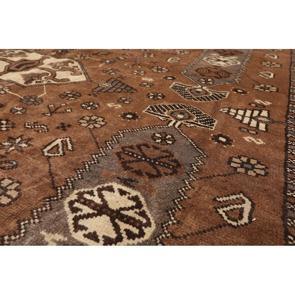 Hand Knotted Superfine Brown Wool Traditional Oriental Area Rug - 6'7 " x 9'1 "''