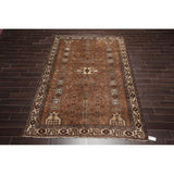 Hand Knotted Superfine Brown Wool Traditional Oriental Area Rug - 6'7 " x 9'1 "''