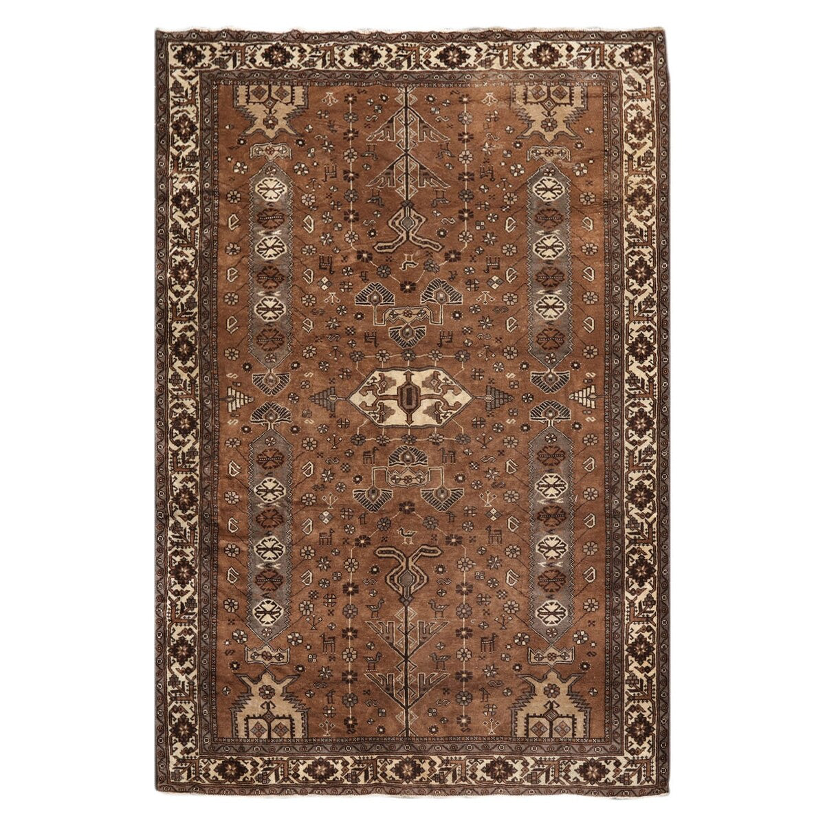 Hand Knotted Superfine Brown Wool Traditional Oriental Area Rug - 6'7