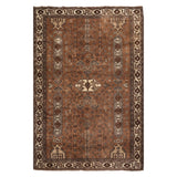 Hand Knotted Superfine Brown Wool Traditional Oriental Area Rug - 6'7 " x 9'1 "''