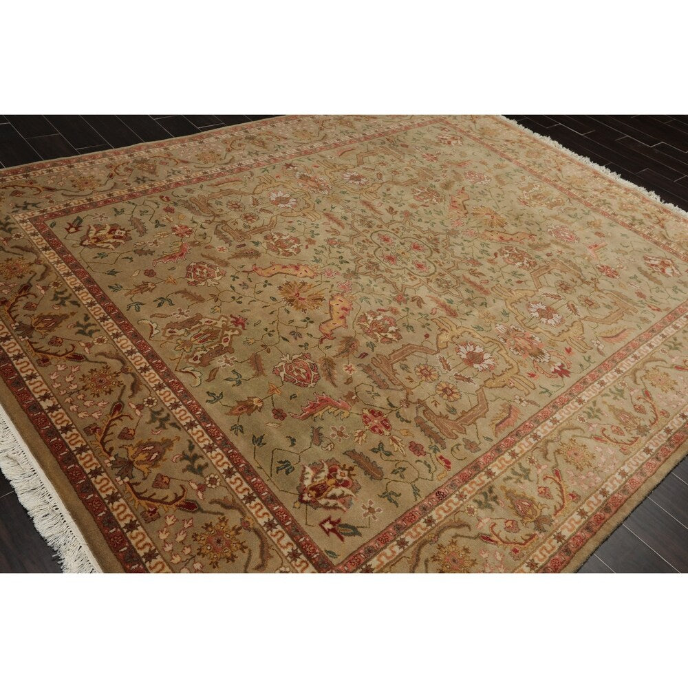 Hand Knotted Tan,Brown Wool Persian Oriental Area Rug (8x10) - 07' 11'' x 09' 11''