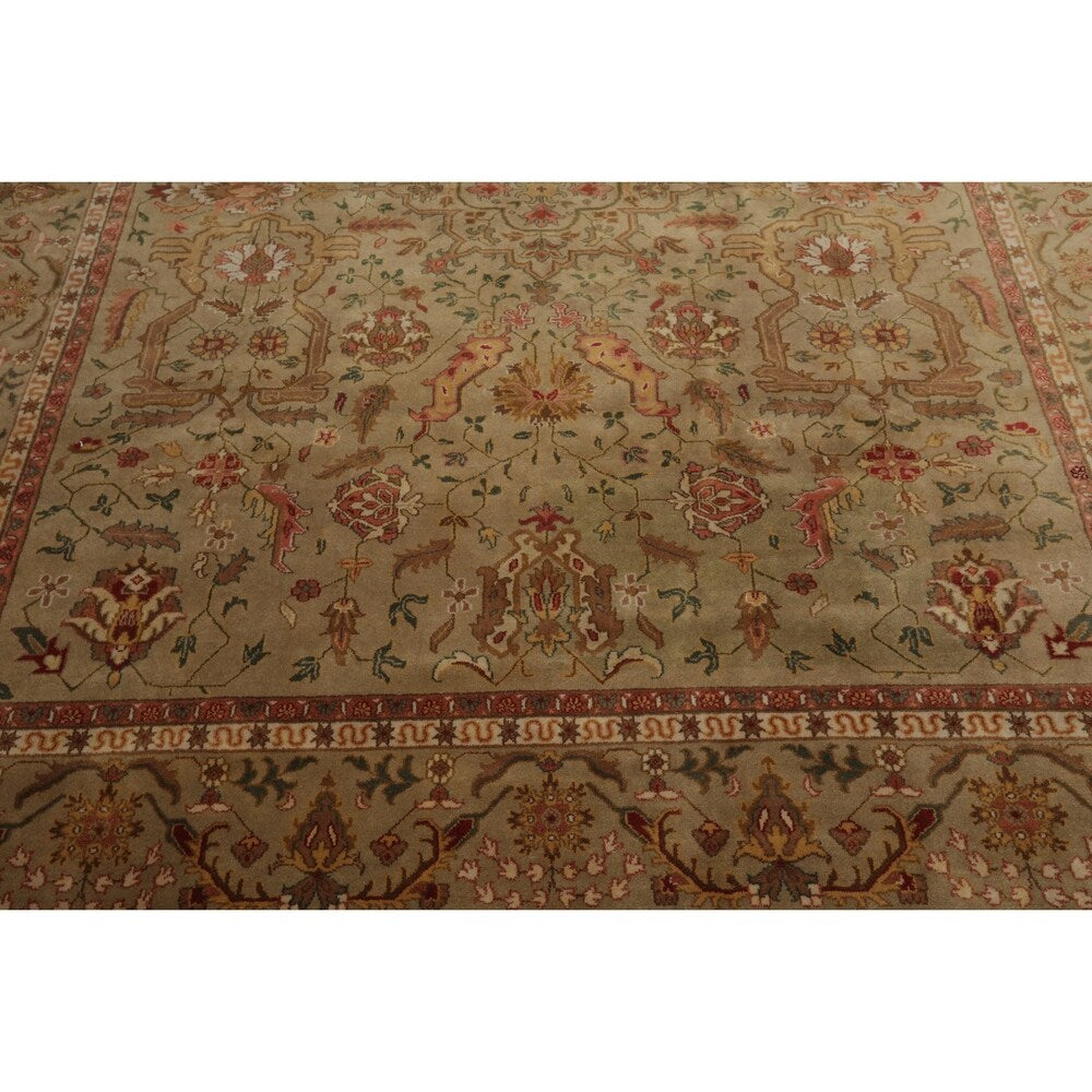 Hand Knotted Tan,Brown Wool Persian Oriental Area Rug (8x10) - 07' 11'' x 09' 11''