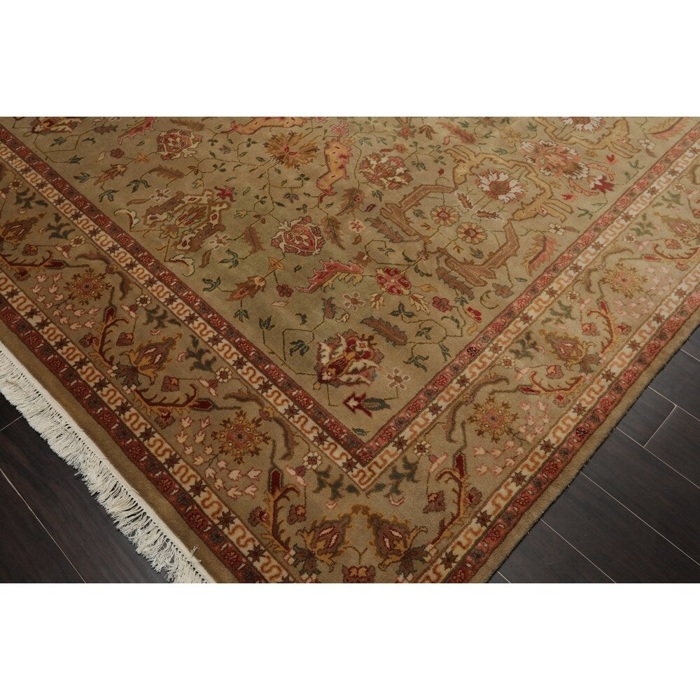 Hand Knotted Tan,Brown Wool Persian Oriental Area Rug (8x10) - 07' 11'' x 09' 11''
