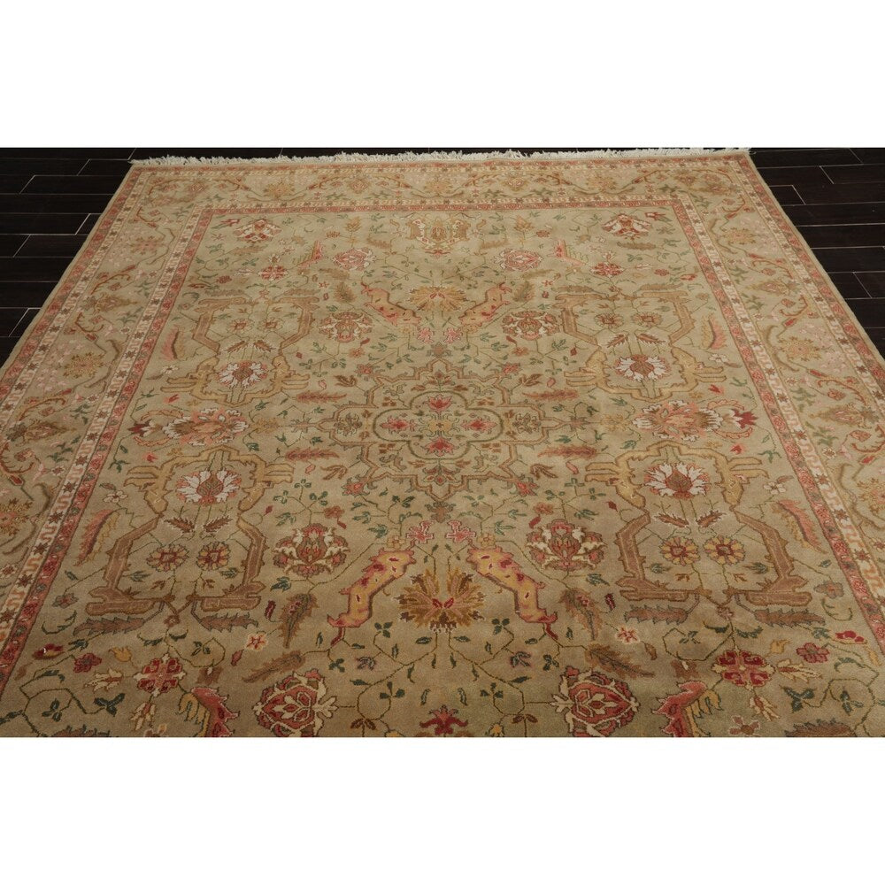 Hand Knotted Tan,Brown Wool Persian Oriental Area Rug (8x10) - 07' 11'' x 09' 11''