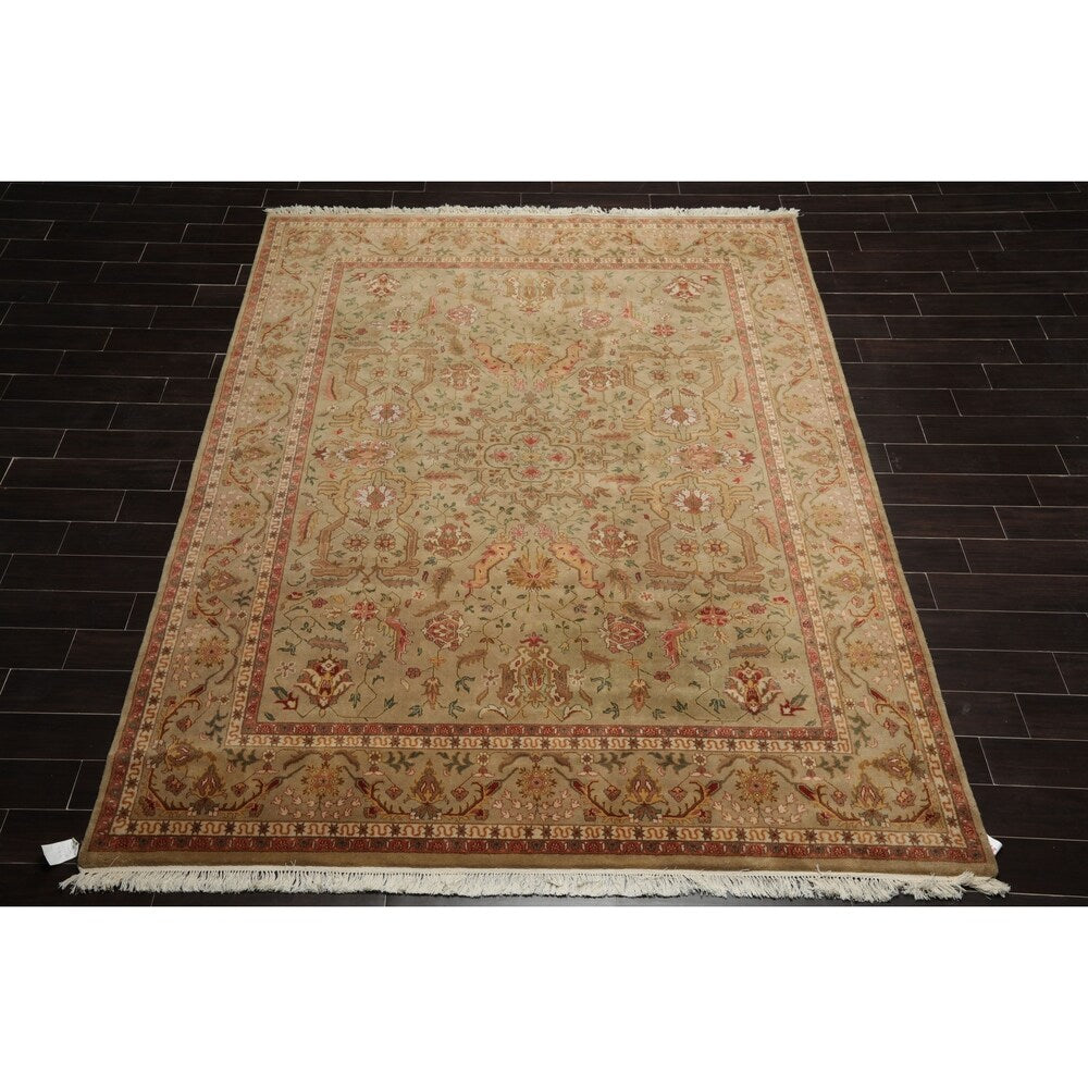 Hand Knotted Tan,Brown Wool Persian Oriental Area Rug (8x10) - 07' 11'' x 09' 11''