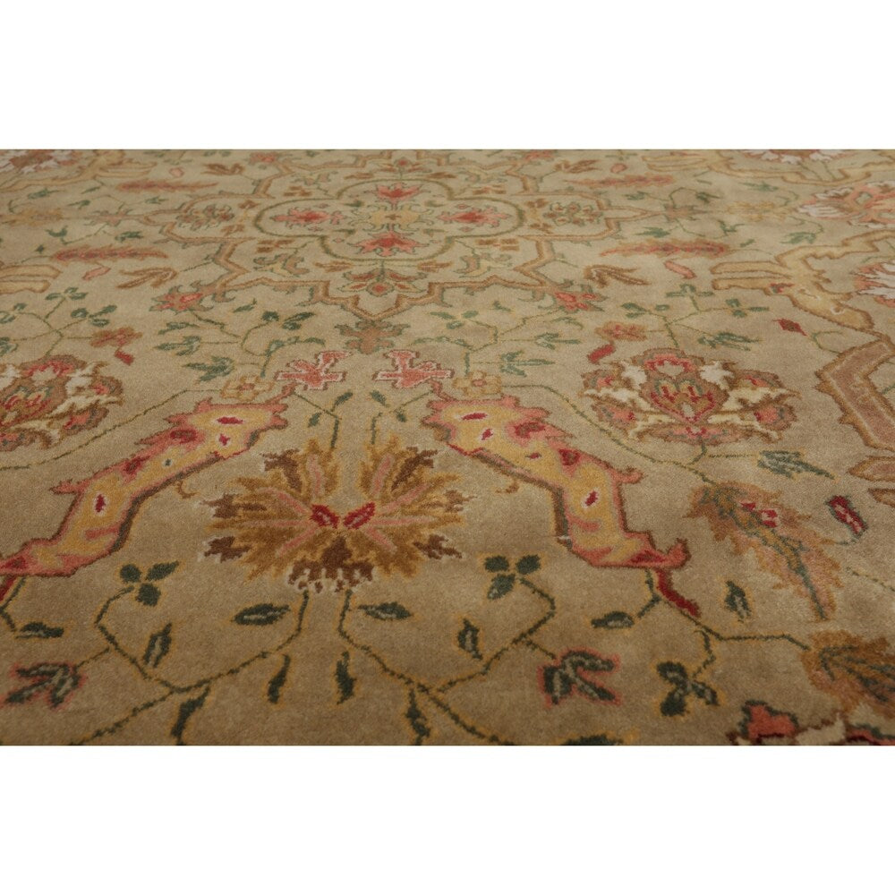 Hand Knotted Tan,Brown Wool Persian Oriental Area Rug (8x10) - 07' 11'' x 09' 11''