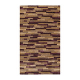 Hand Knotted Tibetan Aubergine Striped Wool & Silk Modern Area Rug - 3' x 5' 2''