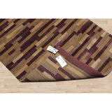 Hand Knotted Tibetan Aubergine Striped Wool & Silk Modern Area Rug - 3' x 5' 2''