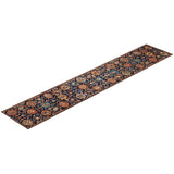 Overton Hand Knotted Wool Vintage Inspired Traditional Serapi Blue Runner Rug - 3' 0" x 16' 6"