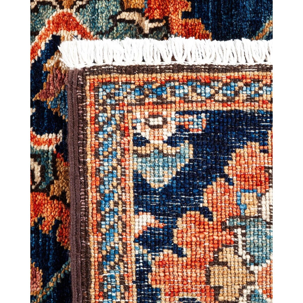 Overton Hand Knotted Wool Vintage Inspired Traditional Serapi Blue Runner Rug - 3' 0" x 16' 6"