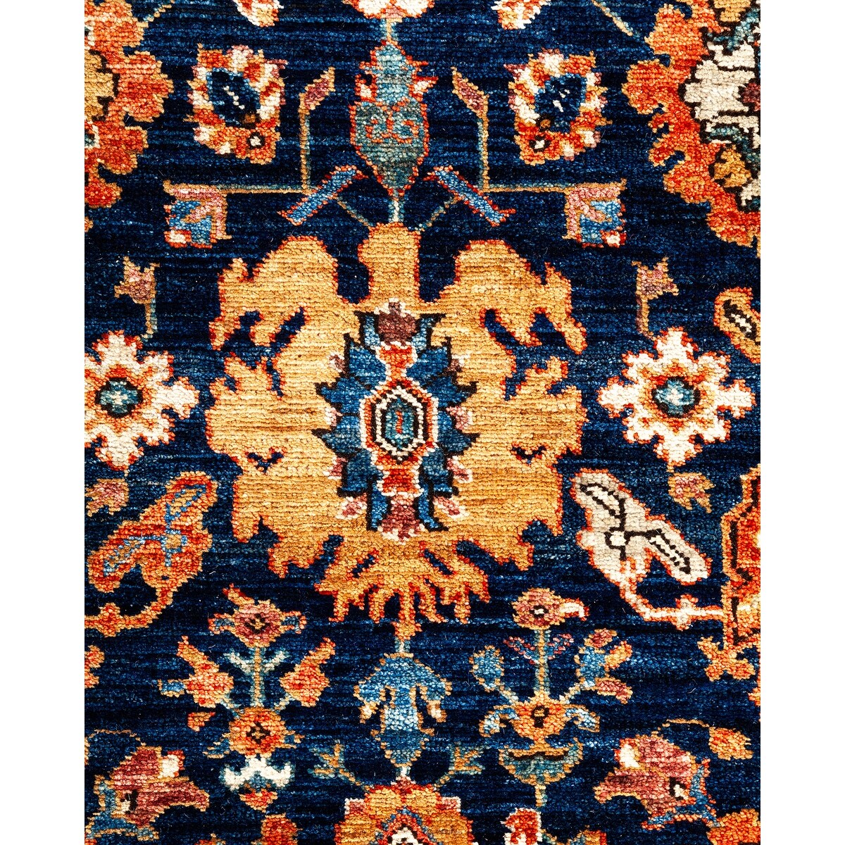 Overton Hand Knotted Wool Vintage Inspired Traditional Serapi Blue Runner Rug - 3' 0" x 16' 6"