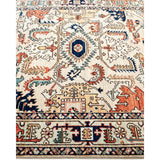 Hand Knotted Traditional Tribal Wool Ivory Area Rug - 4' 1" x 5' 10"