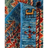 Hand Knotted Traditional Tribal Wool Light Blue Area Rug - 2' 7" x 10' 1"