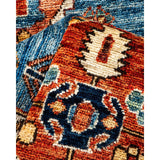 Hand Knotted Traditional Tribal Wool Light Blue Area Rug - 2' 7" x 10' 1"