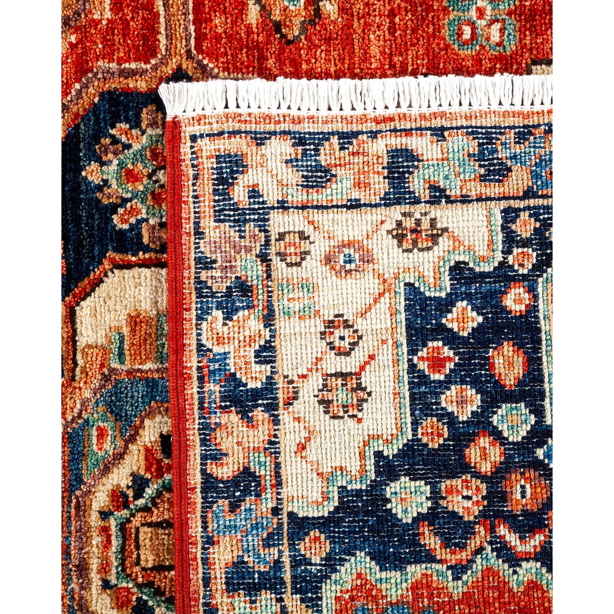 Hand Knotted Traditional Tribal Wool Orange Area Rug - 2' 8" x 4' 4"
