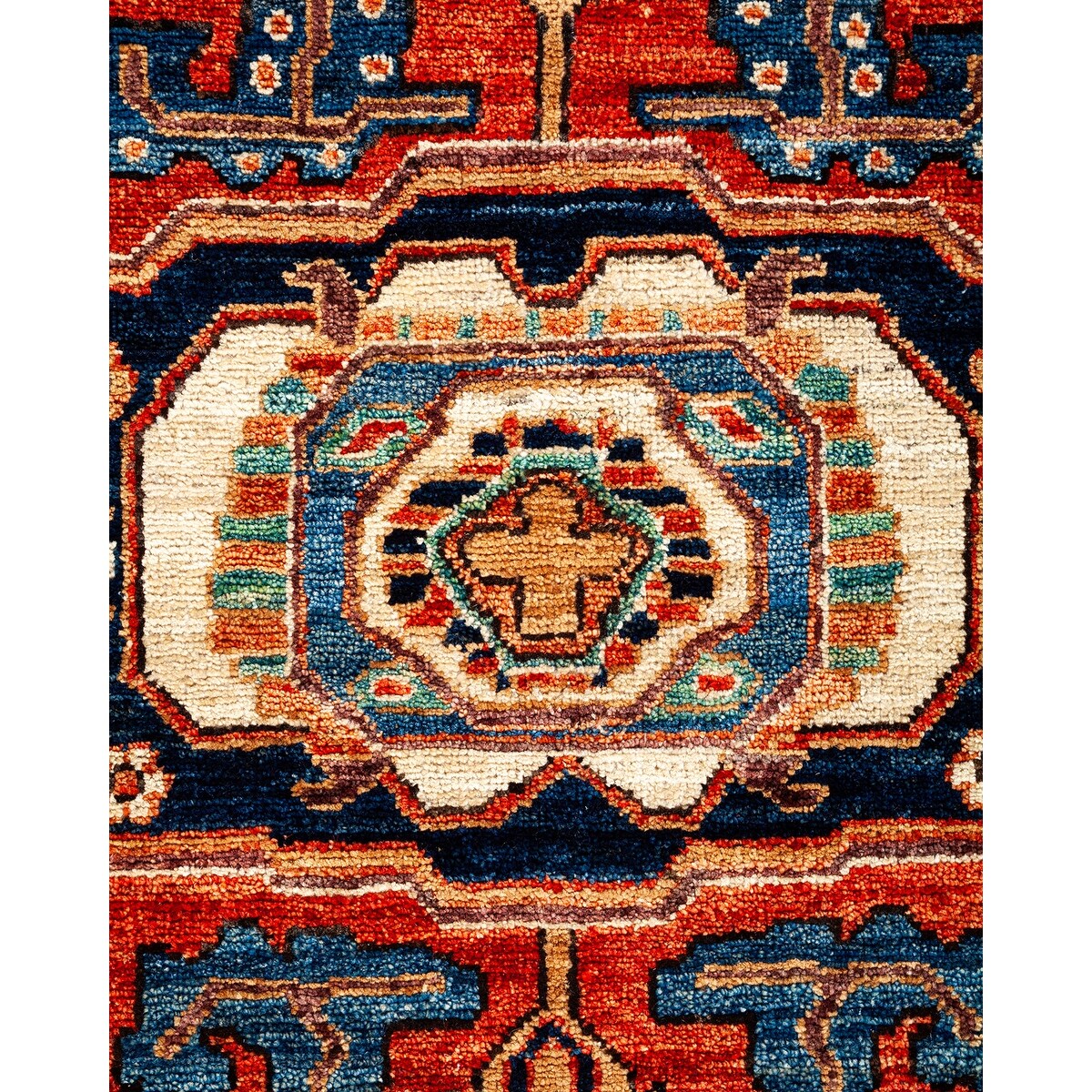 Hand Knotted Traditional Tribal Wool Orange Area Rug - 2' 8" x 4' 4"