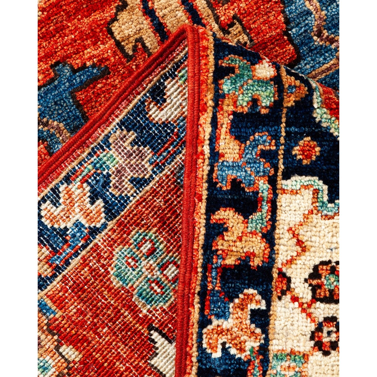 Hand Knotted Traditional Tribal Wool Orange Area Rug - 2' 8" x 4' 4"