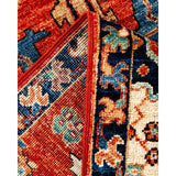 Hand Knotted Traditional Tribal Wool Orange Area Rug - 2' 8" x 4' 4"