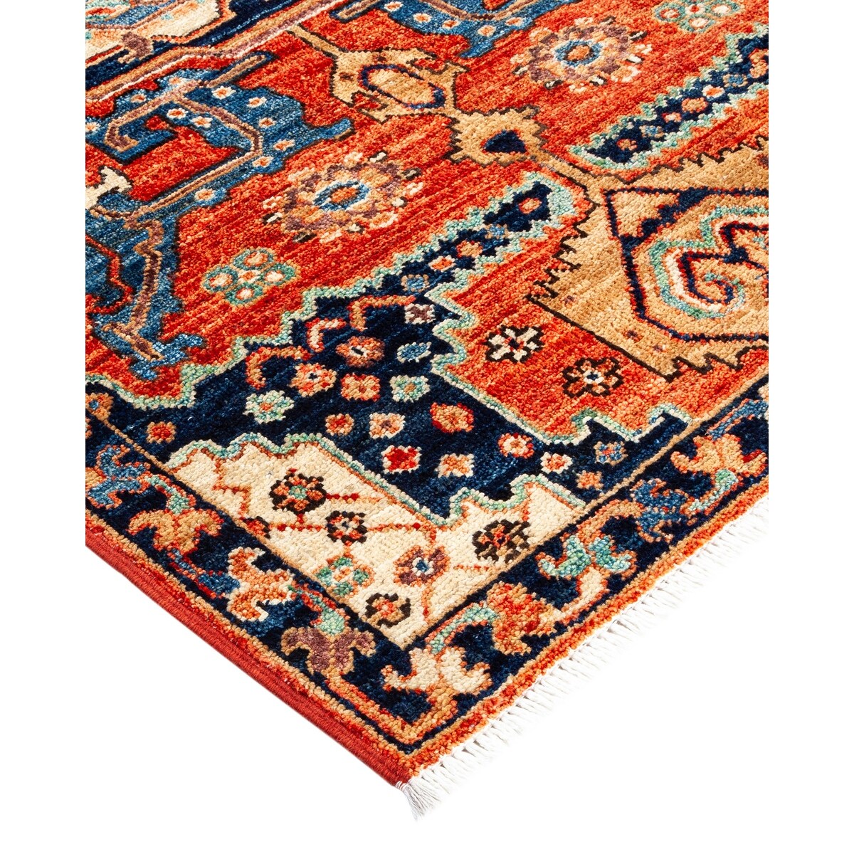 Hand Knotted Traditional Tribal Wool Orange Area Rug - 2' 8" x 4' 4"