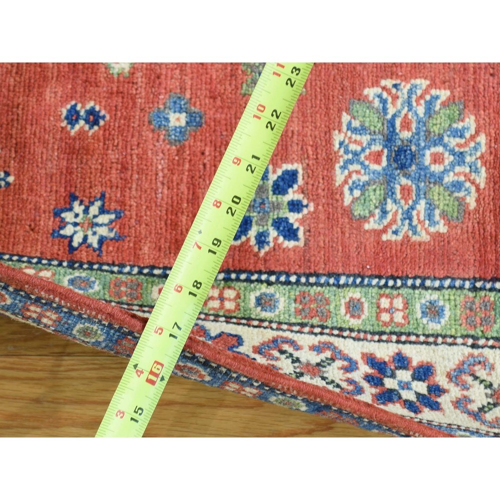 Red Pure Wool Hand-knotted Tribal Design Kazak Rug (3'3 x 4'9)