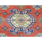 Red Pure Wool Hand-knotted Tribal Design Kazak Rug (3'3 x 4'9)